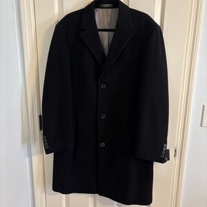 Calvin Klein Men's Black Long Wool-Blend Overcoat Top Coat Sz 40R